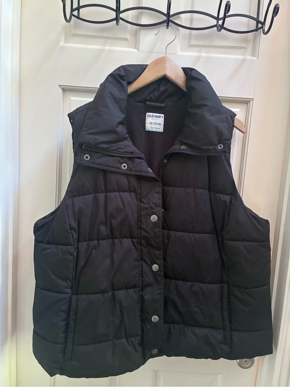 Old Navy Black Quilted Puffer Vest with High Collar
